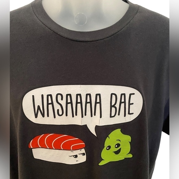 “WASAAAA Bae” Funny Sushi “Wasabi” Emii Creations Tee Shirt Men L Large - Picture 2 of 5